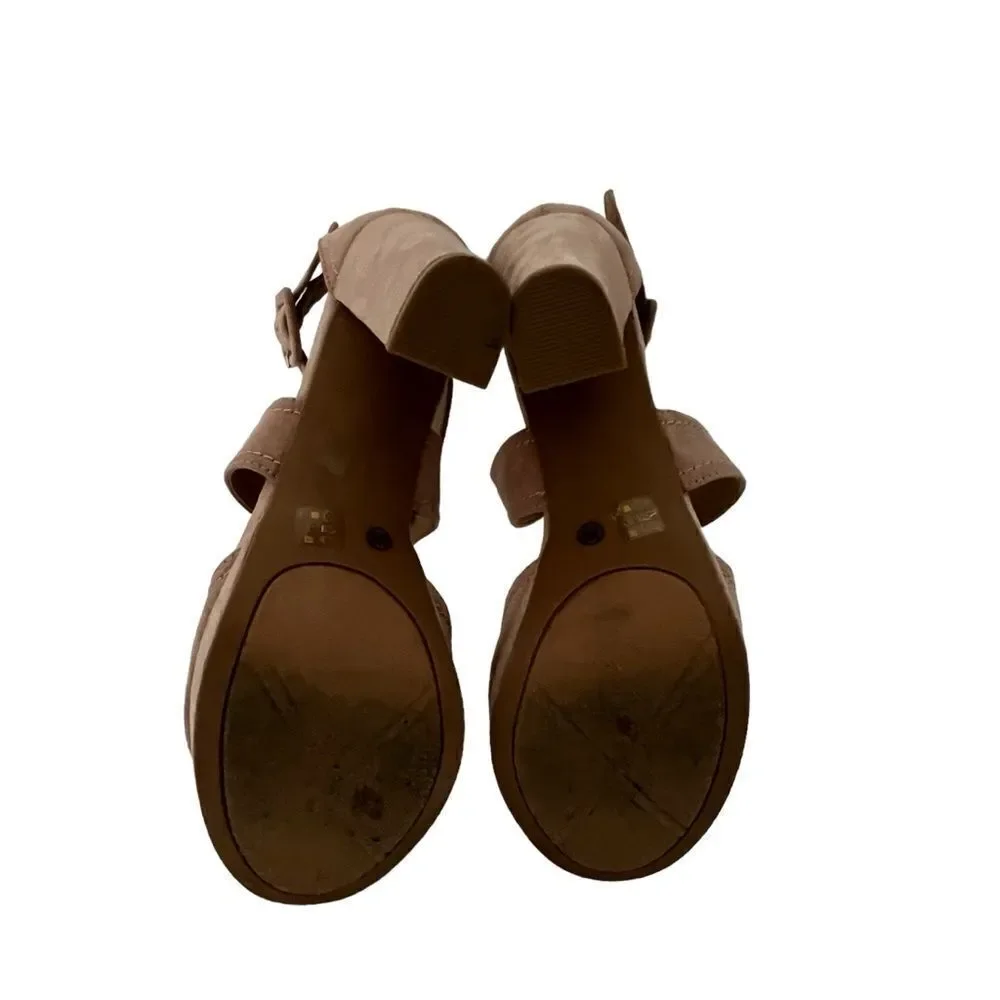 Chinese Laundry Tan Open Toe Platform Heels